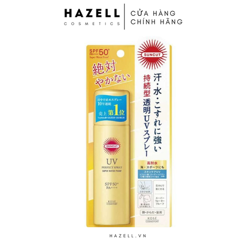 Xịt chống nắng KOSÉ SunCut UV Perfect Spray Super Water Proof SPF50+ PA++++ 90g (Vàng)
