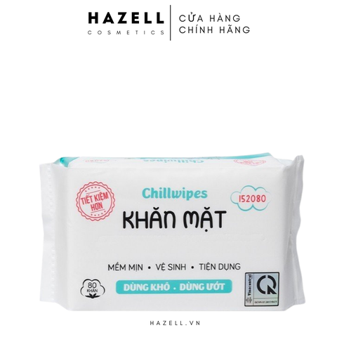 Khăn mặt khô Chillwipes gói chữ nhật 80 miếng