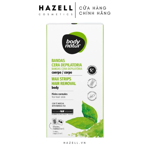 Miếng wax lông cơ thể cho da thường Body Natur Wax Strips Hair Removal Body Normal Skin 16+2 Wipes - HÀNG NHẬP KHẨU