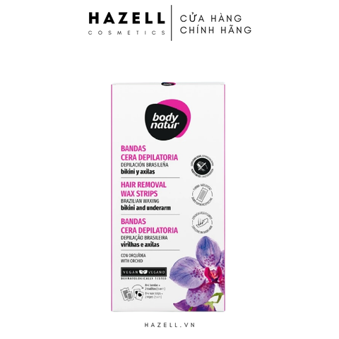 Miếng wax lông vùng bikini và nách Body Natur Hair Removal Wax Strips Brazilian Waxing Bikini And Underarms 8+4+2 Wipes - HÀNG NHẬP KHẨU