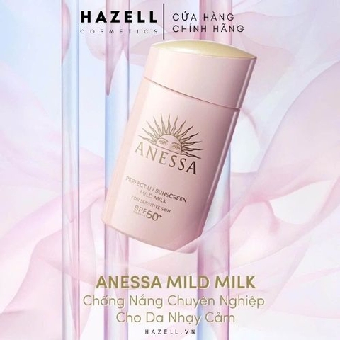 Kem chống nắng Anessa Perfect UV Sunscreen Mild Milk SPF 50+ PA++++ 60ml (Hồng) - Mẫu mới