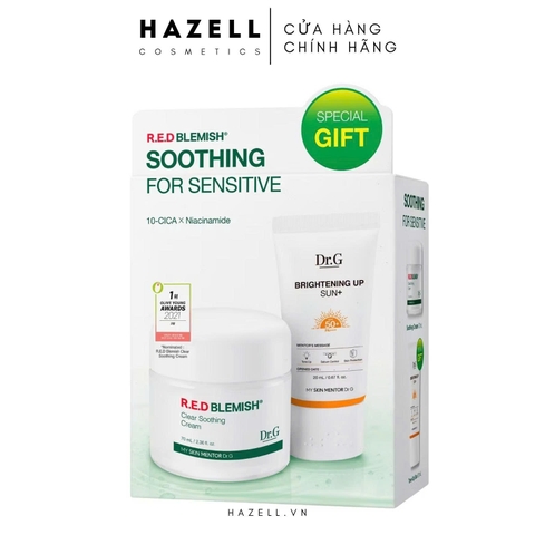 Set Kem dưỡng Dr.G Clear Soothing Cream 70ml tặng kèm 1 kem chống nắng Brightening Up Sun+ 20ml - HÀNG NHẬP KHẨU