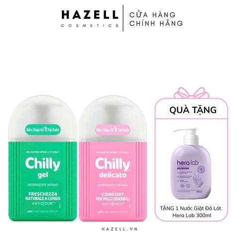 Dung dịch vệ sinh phụ nữ Chilly 200ml ( TẶNG Nước Giặt Đồ Lót  300ml ) - HÀNG NHẬP KHẨU