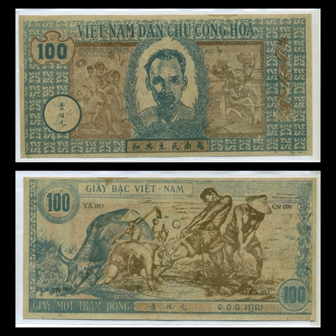 100 Đồng 1947 Con Trâu Xanh (Bác Hồ nhỏ) Việt Nam Dân Chủ Cộng Hòa