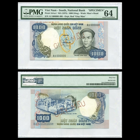1000 đồng, Trương Công Định 1975 Việt Nam Cộng Hòa- Bản mẫu