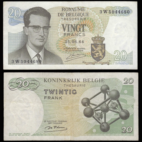 Belgium (Bỉ) 20 francs 1964