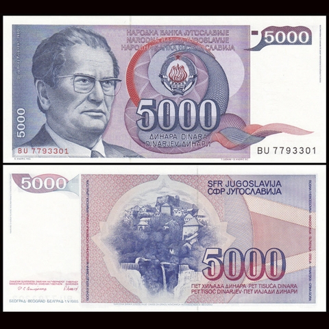 Yugoslavia (Nam Tư) 5000 dinara 1985
