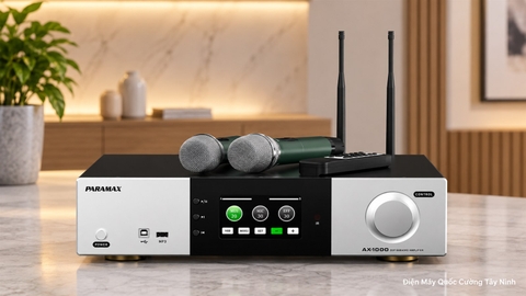Ampli karaoke PARAMAX AX-1000 Silver tích hợp micro không dây