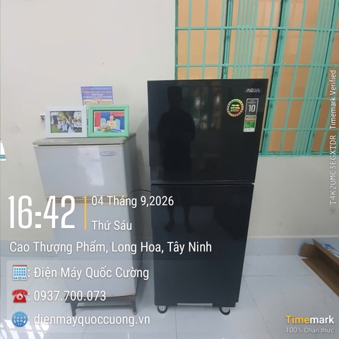 Tủ lạnh AQUA Inverter 189 lít AQR-T220FA(FB) giao lắp thực tế tại Tây Ninh