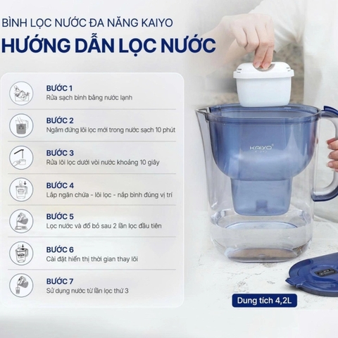 Bình lọc nước đa năng Kaiyo 4.2 lít