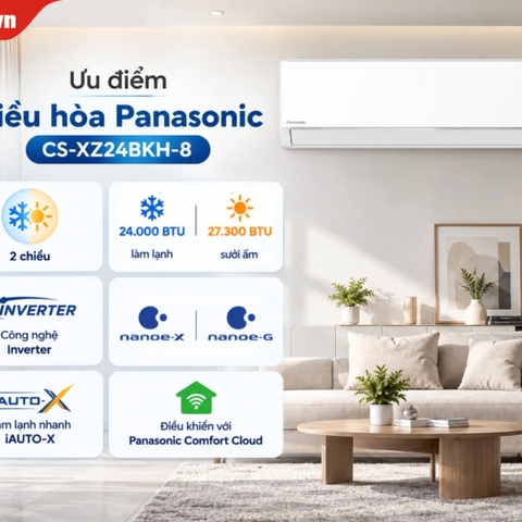 Điều hòa 2 chiều Panasonic Inverter 24.200BTU CS-XZ24BKH-8