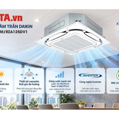 Điều hòa âm trần Daikin 2 chiều inverter 5HP FCF125CVM/RZA125DV1