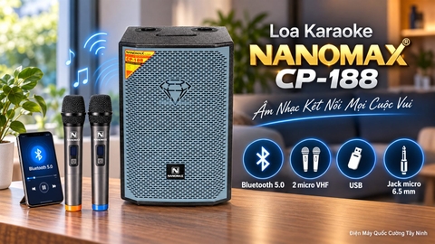 Minh họa kết nối và micro không dây của loa Nanomax CP-188