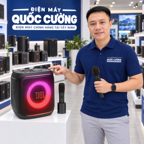 Loa karaoke JBL PartyBox Encore 2 100W màu đen kèm 2 micro