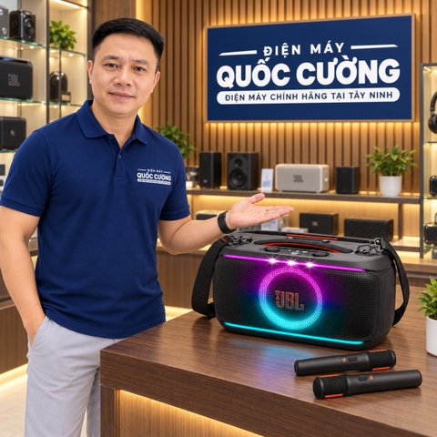 Loa karaoke JBL PartyBox On-The-Go 2 100W màu đen kèm 2 micro