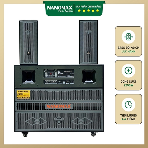 Loa Kéo Bình & Điện Nanomax Pro-215A Bass Đôi 40cm 2250w
