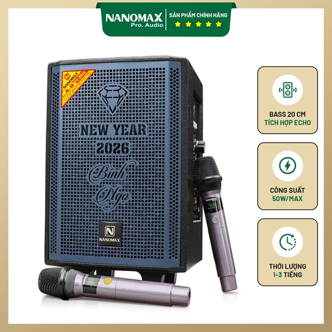 Loa Kéo Mini Nanomax A-8 Bass 20cm 50W Karaoke Bluetooth
