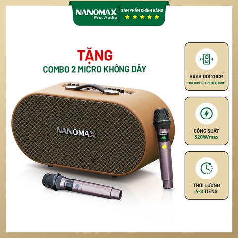 Loa Karaoke Xách Tay Nanomax K-05 Bass đôi 20cm 320W Max