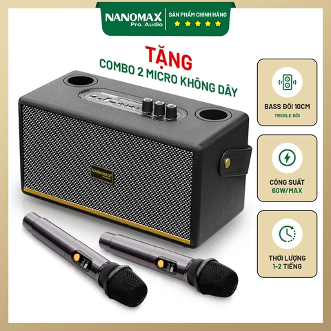 Loa Karaoke Xách Tay Nanomax K-06 Bass đôi 10cm 60W Max