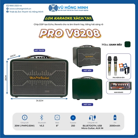 Loa karaoke xách tay VHM 8208 Bass 16cm 30W