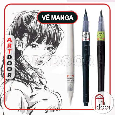 Bút line kháng nước KURETAKE (Đầu Cọ) lông mềm vẽ truyện tranh, manga, thư pháp