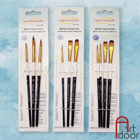 Bộ cọ ARTPOWER (đủ dáng) tập vẽ màu Nước, Acrylic, Gouache tô tượng, đất sét, số hóa