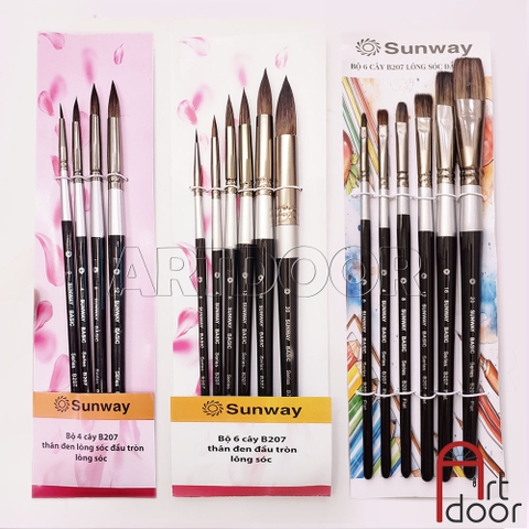 Bộ cọ vẽ màu nước SUNWAY Basic lông Sóc Mix