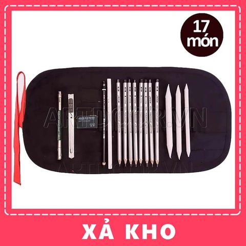 Bộ dụng cụ vẽ chì MARCO Raffine truyền thần cơ bản 17 món (túi vải) - [xả kho]