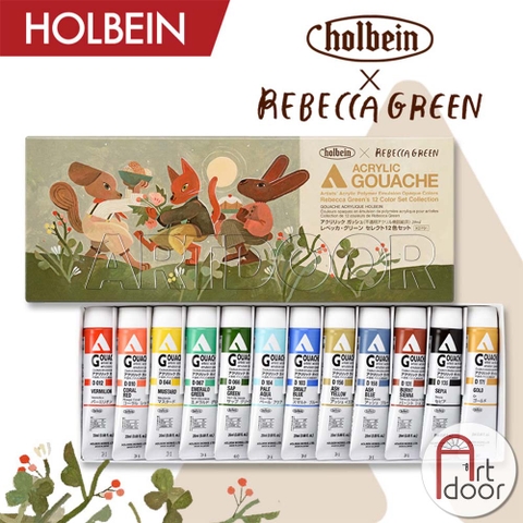 Bộ màu Acrylic Gouache Tuýp HOLBEIN Rebecca Green's Limited 12 màu 20ml (hộp giấy)