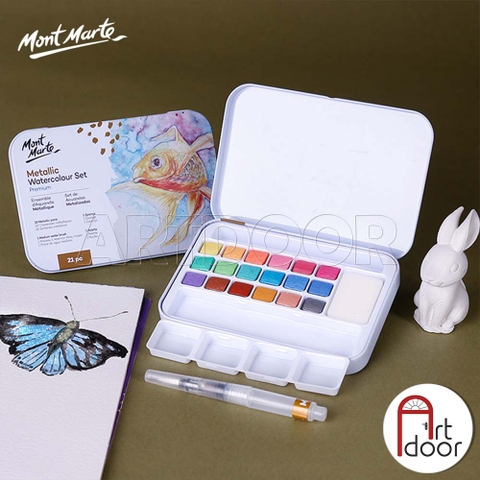 Bộ màu Nước Nhũ MONT MARTE Cake set 21 món (hộp thiếc)