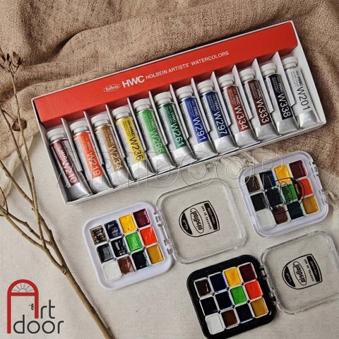 Pocket màu Nước HOLBEIN Artist 8/ 12/ 24 màu dạng pan chiết 0.5~1ml (hộp nhựa)