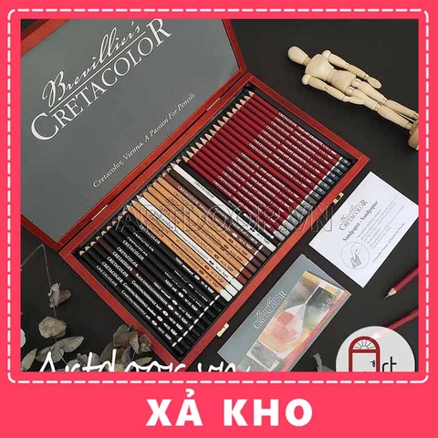 Bộ dụng cụ vẽ chì CRETACOLOR Sketching bản giới hạn (hộp gỗ) - 36 món - [xả kho]