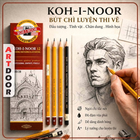 Bút chì KOH I NOOR vẽ chân dung, đầu tượng, tĩnh vật, luyện thi hình họa chì