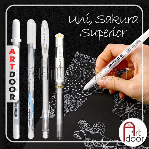 Bút line kháng nước Trắng, Nhũ Vàng, Bạc SAKURA/ SUPERIOR/ UNI (nhiều loại)