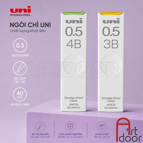 Ruột ngòi chì bấm UNI Nano Dia Smudge-Proof Chống Lem (nhiều size)