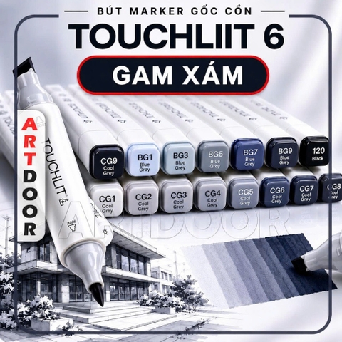 Bút marker TOUCHLIIT 6 (tông Xám) diễn họa kiến trúc, đô thị, đồ án nội thất