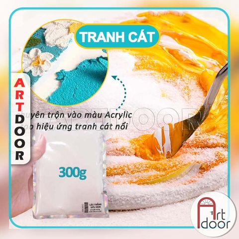 Cát Trắng trộn màu Acrylic siêu mịn (300g) vẽ tranh 3D, tạo hiệu ứng đắp nổi