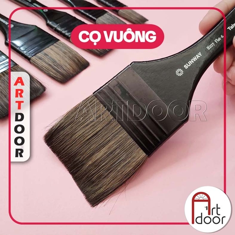 Cọ  vẽ quét Mảng đầu Vuông SUNWAY lông Sóc (207PXF) lông Sóc, thân đen