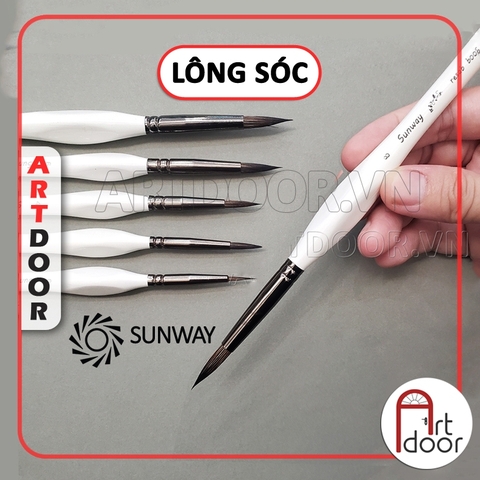 Cọ vẽ màu nước đầu Tròn SUNWAY Taipei (B008) lông Sóc, thân Trắng