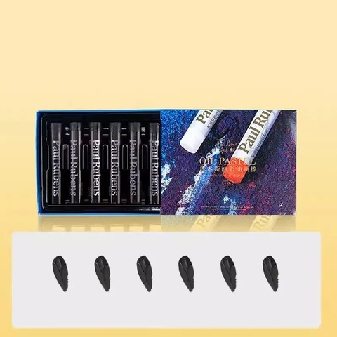 Màu vẽ Sáp Dầu họa sĩ PAUL RUBENS mềm đắp nổi - Thỏi Đen (6 cây) - [xả kho]