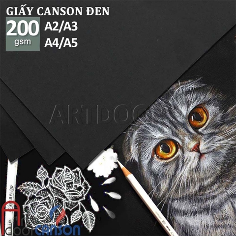 Giấy vẽ màu CANSON giấy Đen dày 200gsm (trơn)