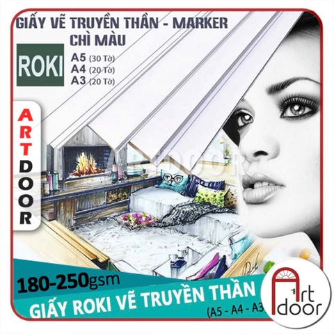 Giấy vẽ chì ROKI truyền thần, marker 180~250gsm (vân mịn)