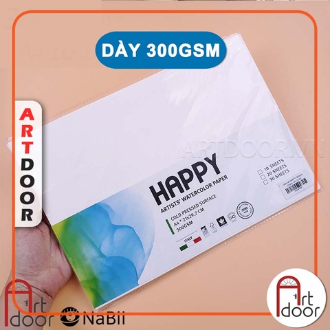 Giấy vẽ màu nước HAPPY dày 300gsm (vân nổi Cold)