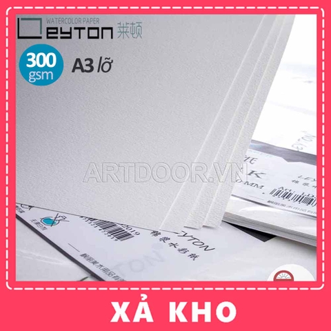 Giấy vẽ màu nước LEYTON khổ lớn A3 100% Cotton dày 300gsm (vân mịn/ nổi) - [HỎA TỐC HCM] - [xả kho]