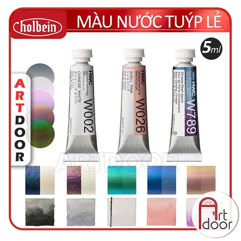 Màu Nước Tuýp HOLBEIN hạng hoạ sĩ 5ml lẻ (Đen/ Trắng/ Nhũ/ Pastel)