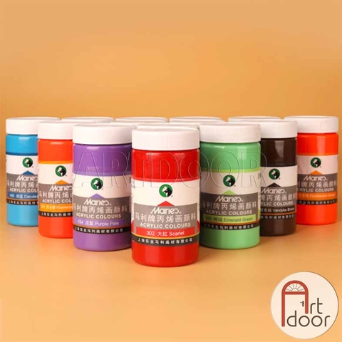 [HÀNG LỖI, THANH LÝ] Màu vẽ Acrylic MARIES Hũ (300ml) che phủ thấp, ít chống nước phù hợp mới tập vẽ đa chất liệu