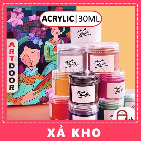 Màu vẽ Acrylic MONT MARTE Hũ (chiết 30ml) custom áo, vải, gỗ, kính, tô tượng, đất sét, số hóa - [xả kho]