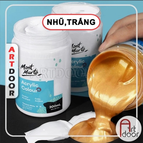 Màu vẽ Acrylic MONT MARTE (Nhũ/Trắng/Đen) custom áo, vải, gỗ, kính, tô tượng, đất sét, số hóa