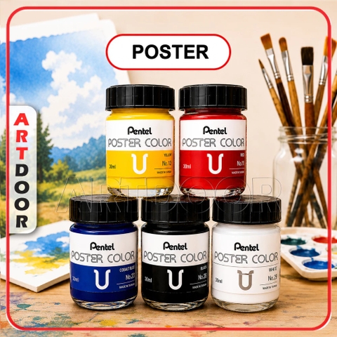 Màu vẽ Poster PENTEL hũ lớn (30ml) học vẽ trang trí màu, luyện thi kiến trúc mỹ thuật