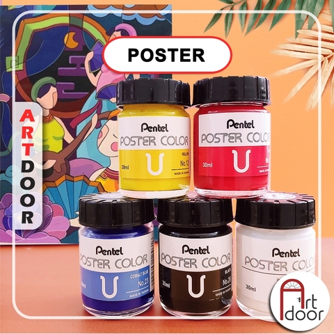 Màu vẽ Poster PENTEL hũ lớn (30ml) học vẽ trang trí màu, luyện thi kiến trúc mỹ thuật
